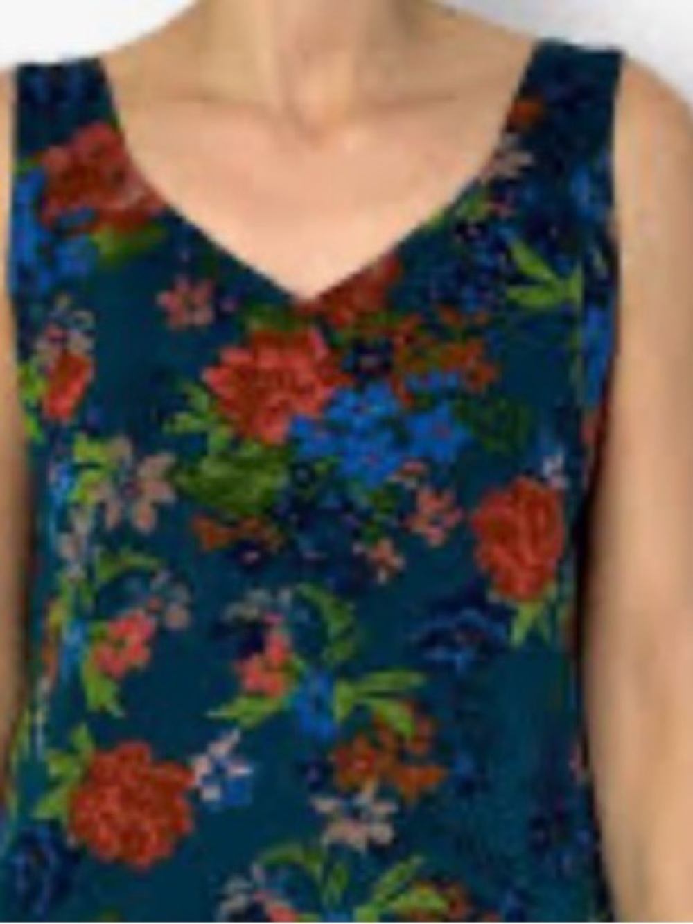 CAbi Teal Floral V-Neck Sleeveless Camisole
